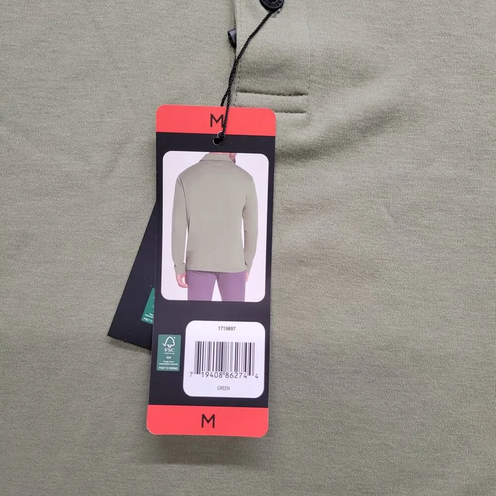NWT Banana Republic Luxe Touch Polo Shirt Mens Medium Green Long Sleeve